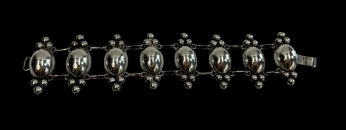 "Pulsera de eslabones de grano de café vintage de México estampada de plata de ley gruesa 7"" 24 g" - Imagen 2 de 9