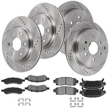 12X Fits Saturn For Outlook 2007 - 2010 Front Rear Slotted Brake Rotors Pads