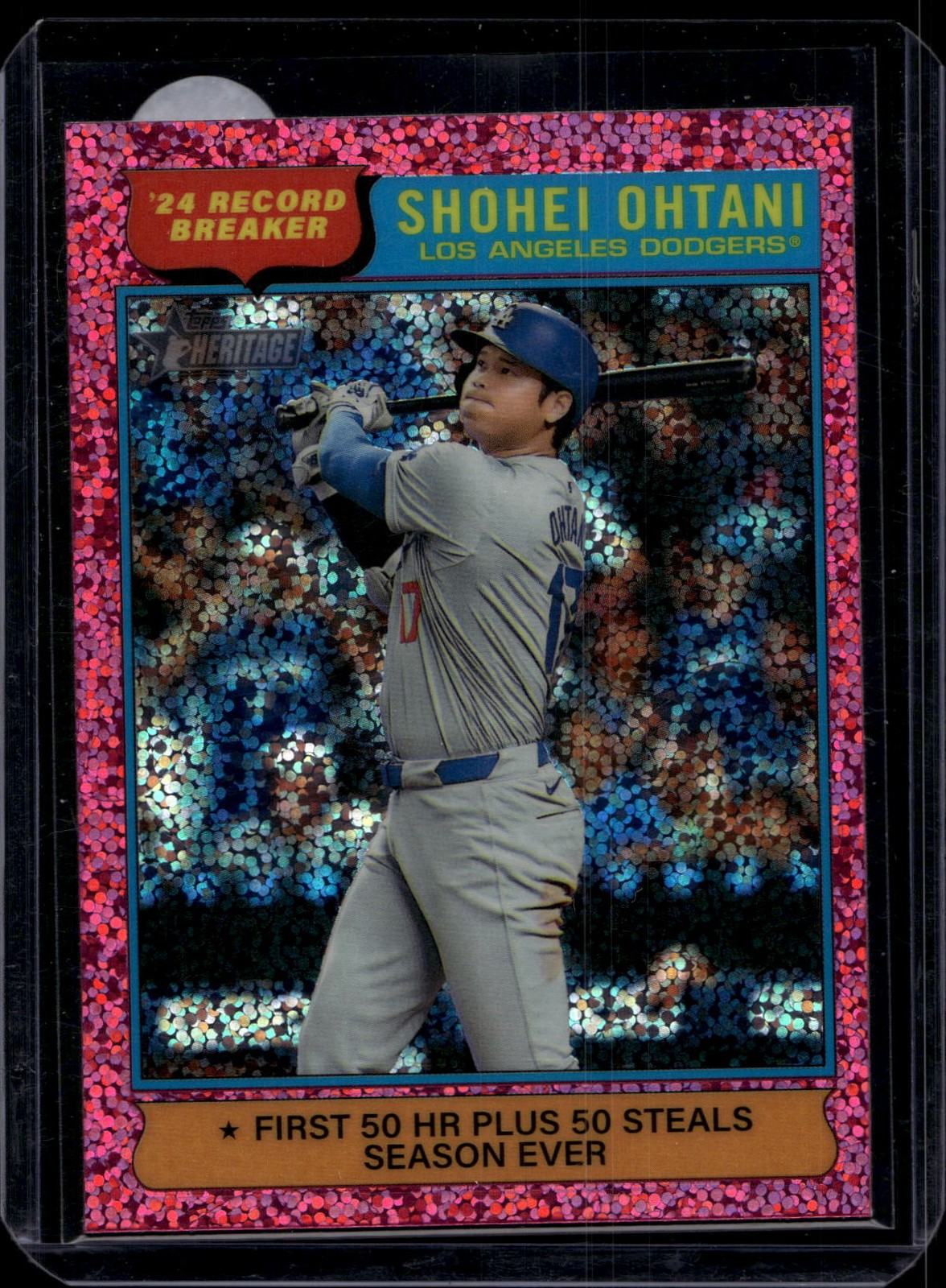2025 Topps Heritage #1 Shohei Ohtani Chrome Pink Sparkle Refractor