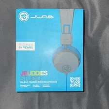 JLab JBuddies Studio On-Ear Kids Wired Headphones with Mic, Graphite/Blue