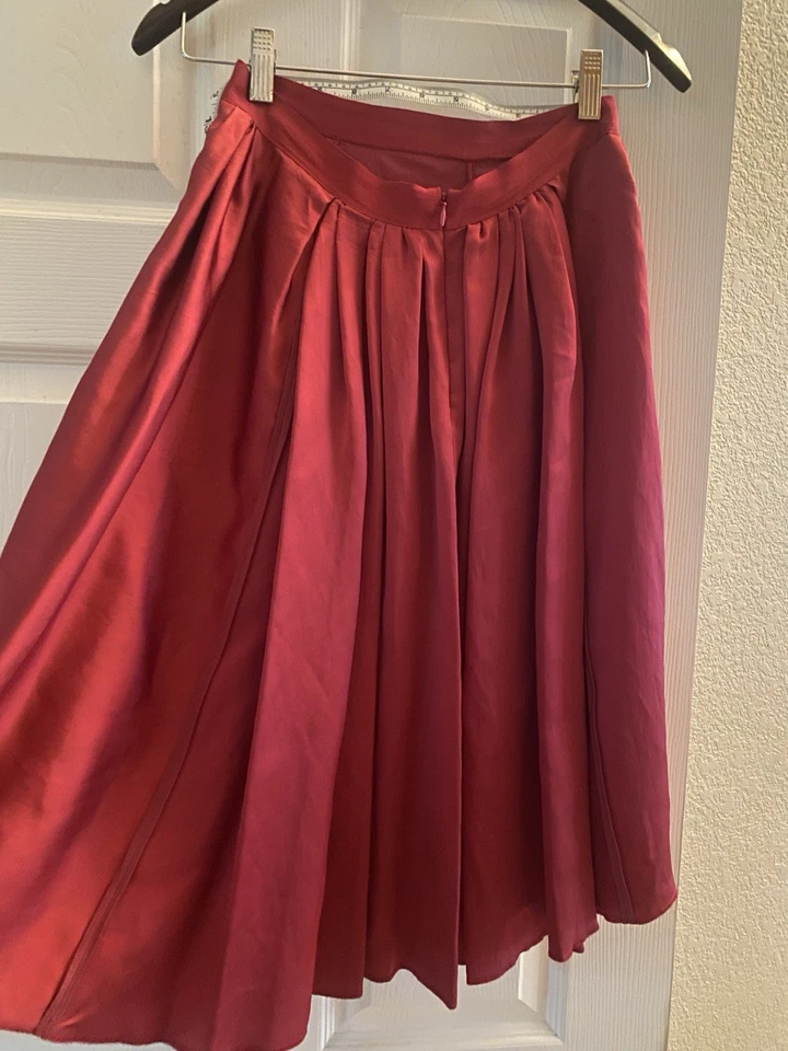 NINA RICCI Full Skirt Dark Pink 36(Approx XS) Slit Pockets Silk Blend - Image 3 of 4