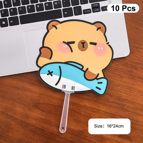 10pcs mignon dessin animé Capybara Fan pliant en plastique d'été _X - Afbeelding 12 van 17