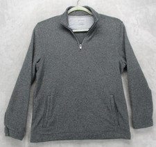 Van Heusen Sweater Mens Large Gray Quarter Zip Mock Neck Pockets Knit Pullover