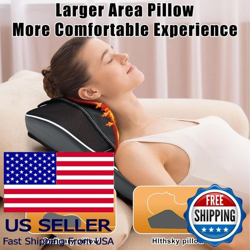 Masajeador de cuello y espalda Shiatsu con calor, almohada de amasado 3D de tejido profundo - Imagen 2 de 9