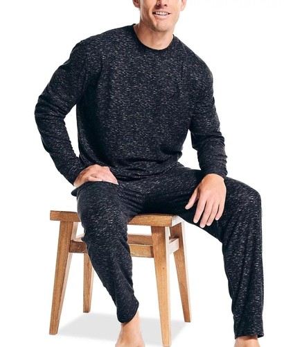 Nautica Mens 2Pc. Relaxed-Fit Waffle-Knit T-Shirt & Pajama Pants Set Charcoal-S - Picture 5 of 6