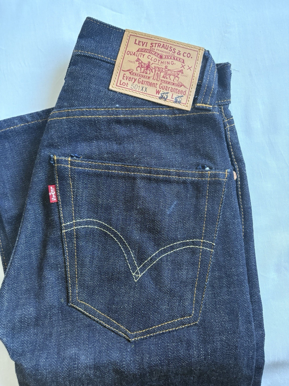 VTG Sample Levi’s 501 Leather Patch Hidden Rivets… - image 4