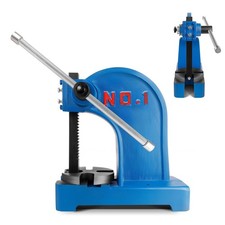 1-Ton Manual Arbor Press, Heavy-Duty Cast Iron, Blue, Stamping/Bending Tool
