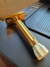 Vintage Merkur Progress N. 520 Adjustable Gold 1950's DE Safety Razor and Case