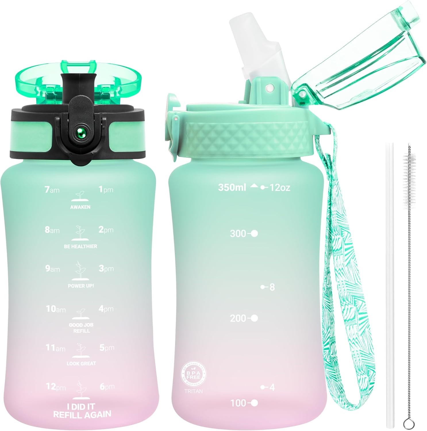For School, 12 Oz (2 Lids) Bpa-free Reusable Leak-proof Dura