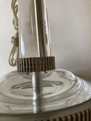 Vintage 1990s Robert Abbey Lucite Acrilic Cylinder Table Lamp Pewter Postmodern - Picture 10 of 12