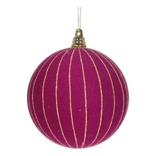 Vickerman 4" Dark Purple Round Ornament 3/Bag