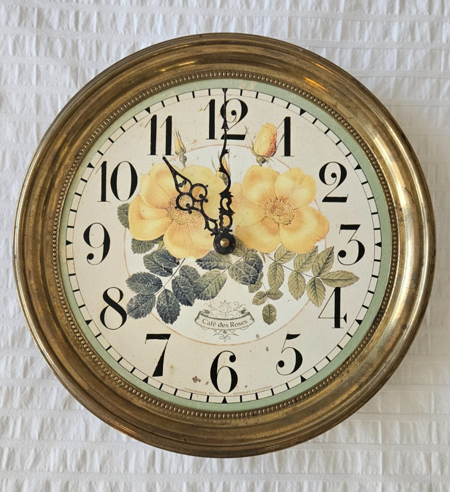 Genuine Timeworks Floral Clock - Battery Operated - Cafe des Roses