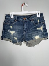 Blank NYC The Fulton Roll Up Denim Shorts-Distressed-Cotton Blend-Size 26