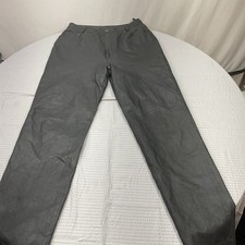 Vintage 90s Black, Real Leather Women  s High Waist Pants Punk Emo Sz 12L