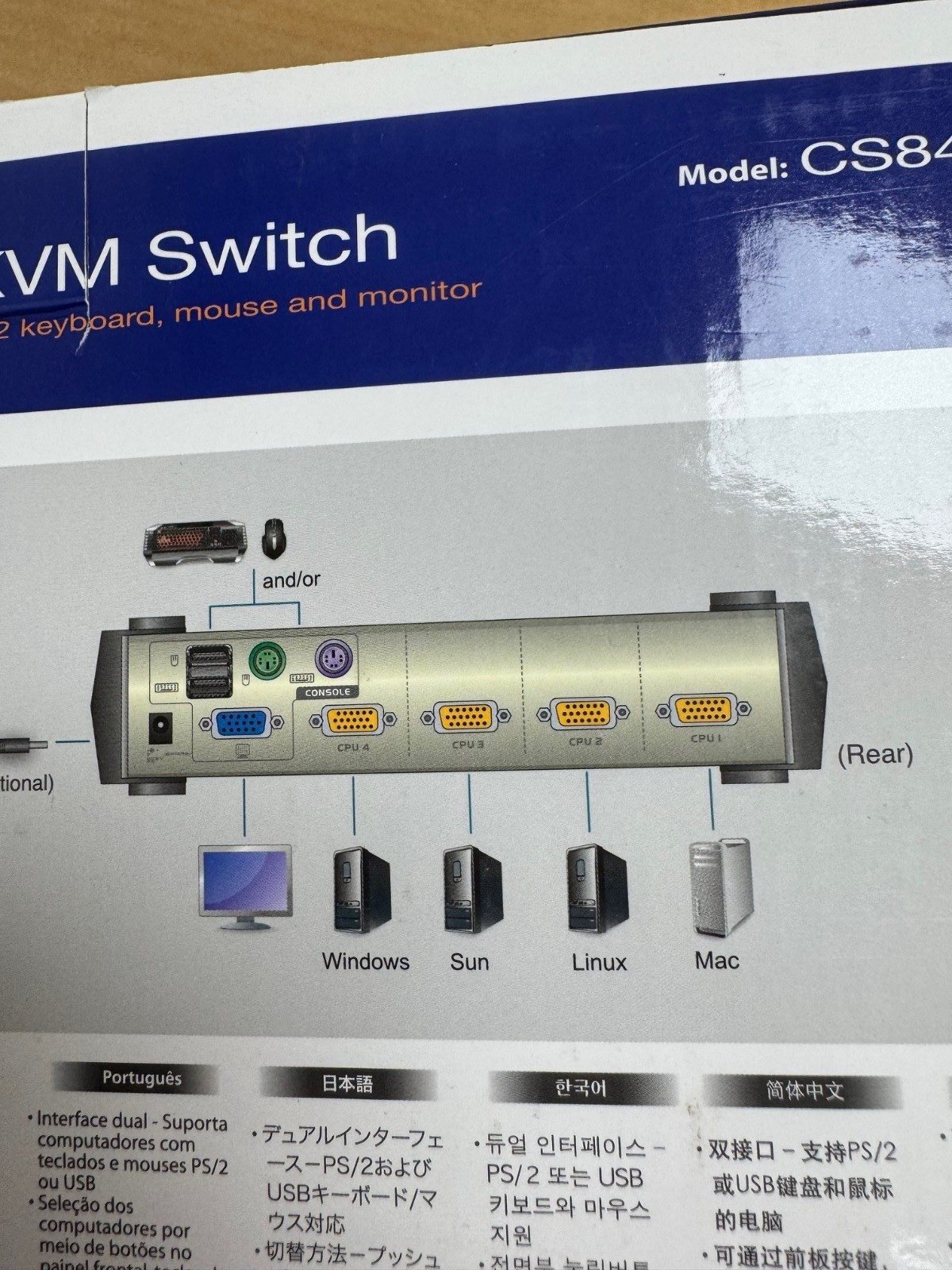Aten - CS84U - 4 Port PS/2 & USB KVM Switch