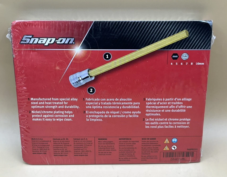 SNAP-ON 206EFAML 3/8” DRIVE LONG METRIC ALLEN HEX SOCKER DRIVER SET (MVP033789) - Image 3 of 3