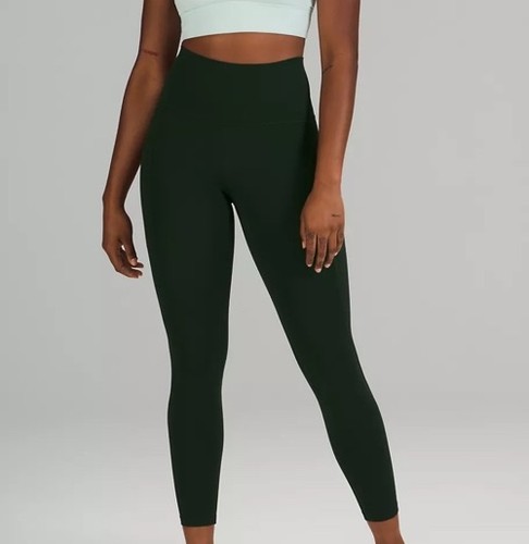 Pantaloni Lululemon Align High Rise 25” in verde foresta pluviale con tasche taglia 10 NUOVI