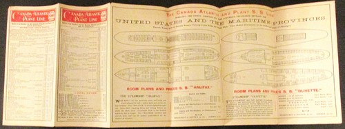 Canada Atlantic & Plant Line Steamship 1897 Brochure w Deck Plans Schedule & Map - Picture 2 of 5