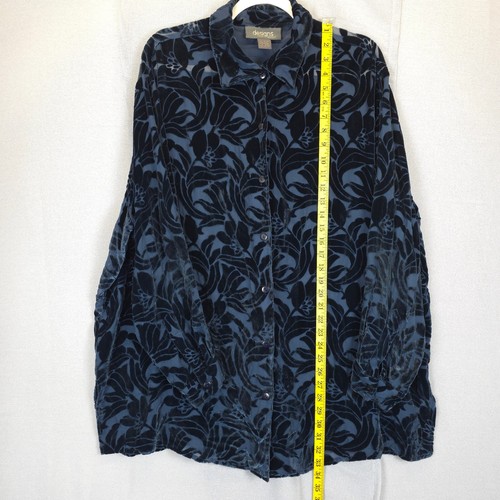 Lane Bryant Designs Bluse Samt Burnout Seidenmischung Damen 18/20 Knopfleiste blau - Bild 3 von 12