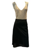 Vintage 60s Two Tone Lace Slip Ivory Lace bodice solid nylon slip 34''