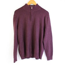 Croft Barrow Dark Burgundy 1/4-Zip Sweater Men's Size Large