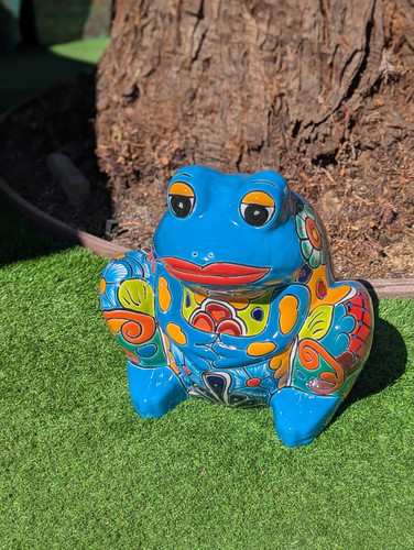 Handmade Talavera Frog Planter: Colorful Mexican Pottery Garden Decor - Picture 1 of 14
