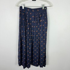 Vtg 80s Skirt S Navy Novelty Bird Preppy Cottagecore Teacher Retro Academia