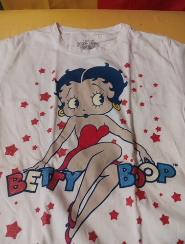 New Betty Boop White T-Shirt Top Jr Womans Large 11/13 - Picture 2 of 4