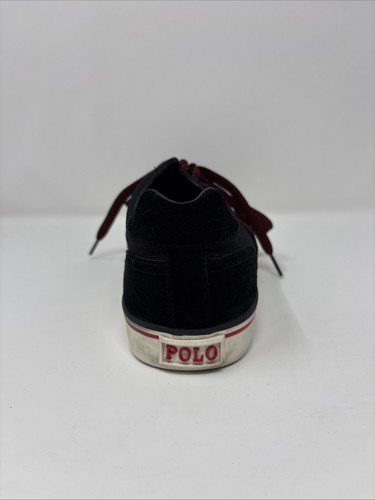 Polo Ralph Lauren Hanford 13D Black Red Canvas Shoes Mesh Suede - Picture 5 of 16