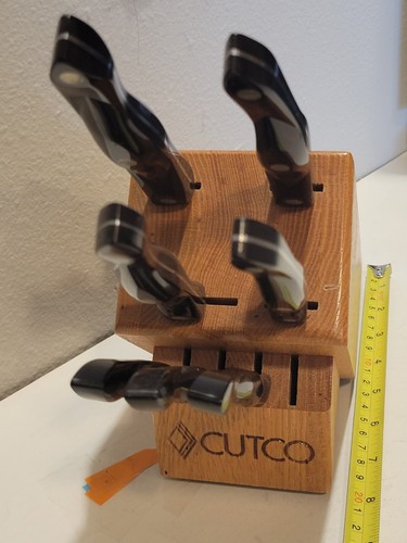 Cutco Black Handle Knife Set w Oak Block 7 Knives - Picture 2 of 9