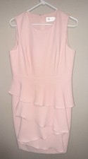 Eliza J Ruffle Crepe Sheath Dress Pink Size 12 Petite