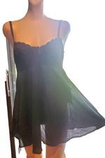 NWT Vintage OLGA Secret Shapers Black Short Nightgown, Dress Slip w/Bra Size 34