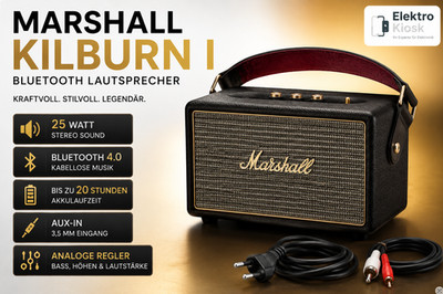 Marshall Kilburn 1 Lautsprecher Schwarz/ Gold Blueetooth Musik Box Speaker Audio