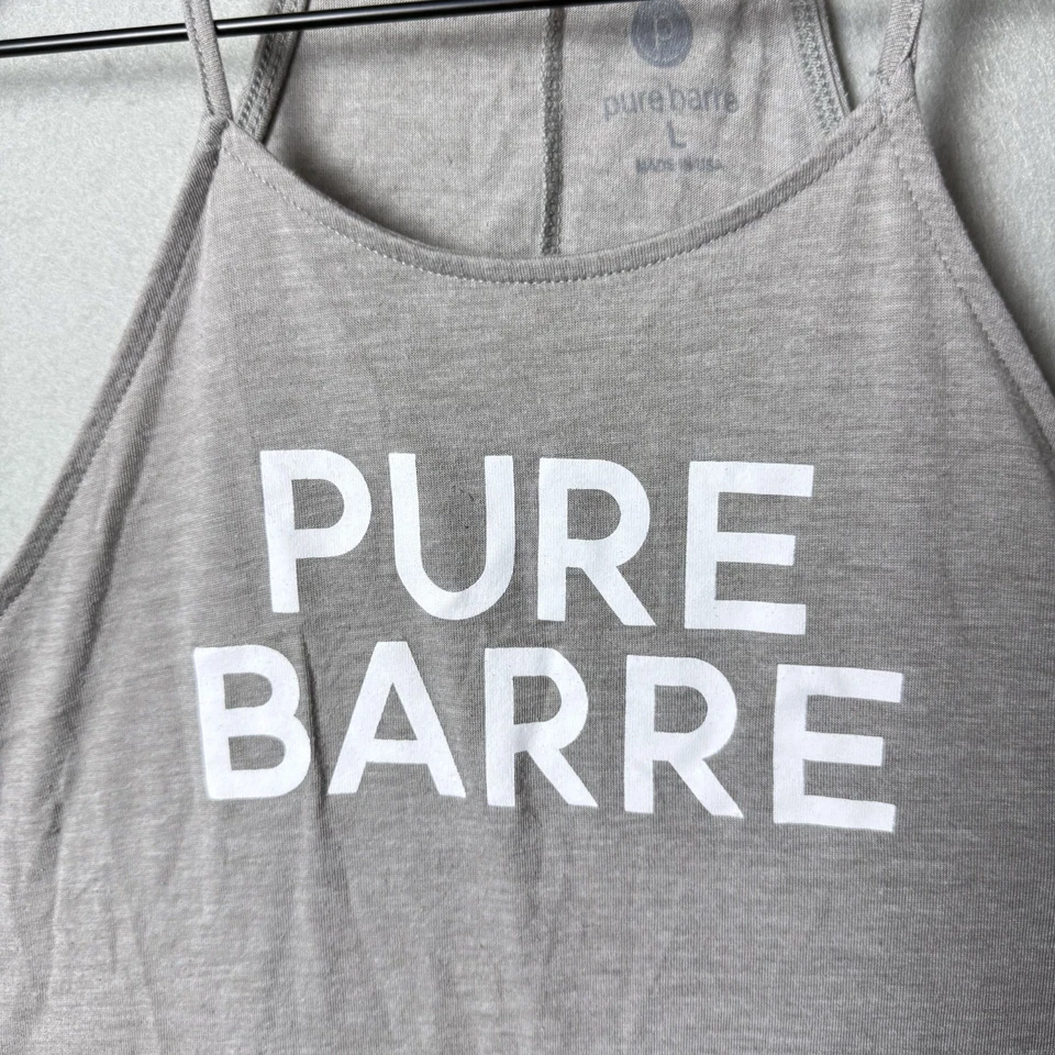 Pure Barre High Neck Graphic Print Tank Top Green Spaghetti Straps Size Large - Image 3 of 4