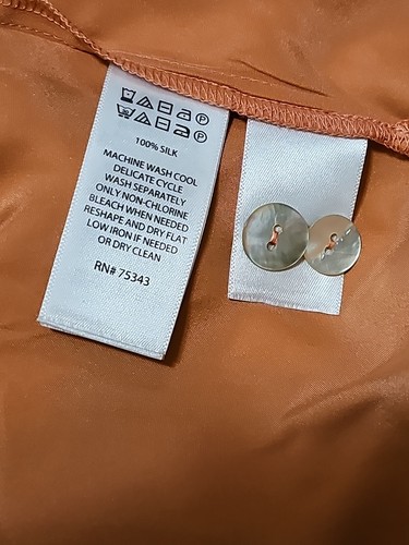 Joie Silk cropped Blouse Burnt Orange button down long sleeves (Small) - Picture 6 of 9