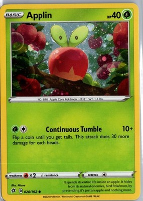 Pokémon Applin Card #840 Basic HP40 - Good Condition TCG Collectible LP