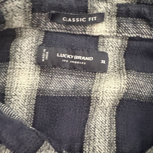 Lucky Brand Classic Fit Mens Plaid Flannel Shirt-Navy Blue-XL-GUC - Picture 4 of 6