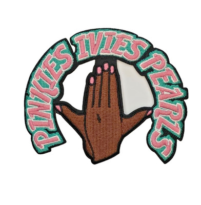Alpha Kappa Alpha AKA Sorority Pinkies Ivies Pearls Iron Patch 4'' x 3.25''