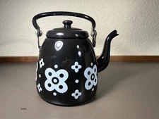 Vintage Black & White Floral Tea Kettle
