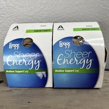 2 L’eggs Sheer Energy Pantyhose Nude 60829 Sheer Panty Medium Support Leg Size A