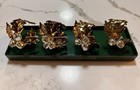New Department 56 Holly Bell Napkin Rings 18K Gold Plated Holly Set of 4