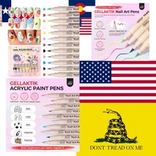 12 Colors Nail Art Pens Set, 3D Nail Polish Pens Quick-Drying Acrylic Paint M...