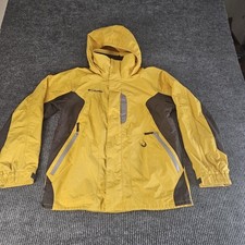 Columbia Jacket Youth 14/16 Yellow Gray Hooded Waterproof Nylon Outdoor Coat