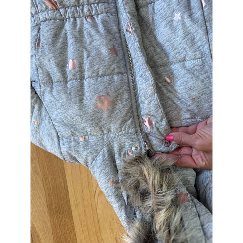 GAP Toddler Puffer Parka Jacket Gray Star Winter Hooded Coat sz 4 toddler - Picture 10 of 11