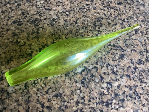 Vintage 9.5” Blenko Glass Light Olive Green Genie Bottle Stopper Only MCM