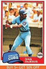 Ivan DeJesus #54 1981 Topps Chicago Cubs Baseball