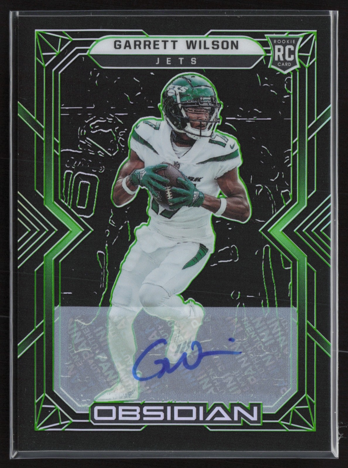 2022 Panini Obsidian Garrett Wilson Rookie Auto Electric Etch Green /50 RC Jets
