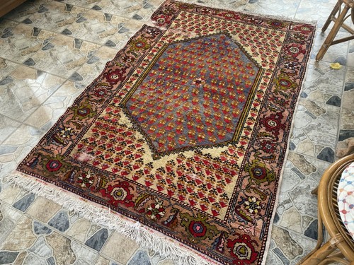 1960er Geometrisch Türkisch Vintage Vorleger Stamm Handgefertigt Anatolisch Teppich 4,5x6,8 Fuß - Bild 3 von 24