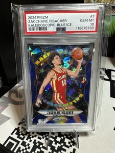 2024 NBA Prizm Zaccharie Risacher Kaleidoscopic Blue Ice /125  PSA 10