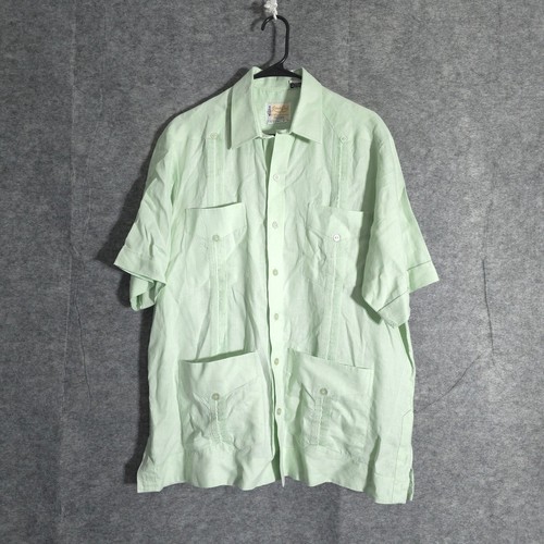 Ramon Puig El Rey Guayabera Herren Large Langarm Cuban Camp Hemd Mintgrün - Bild 1 von 8
